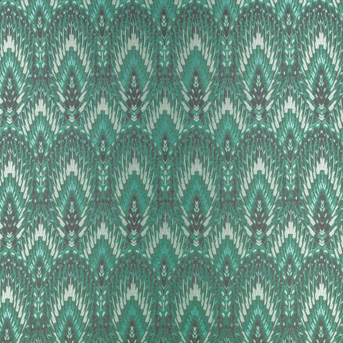 The Lolana Patterned Jade Lampshade with Ivory Fringe