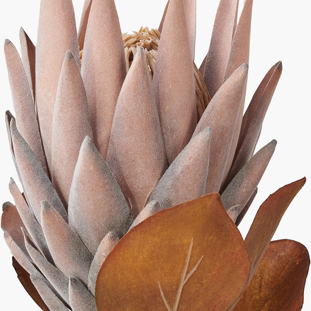 Mulberry Brown Protea Stems – Pack of 6 Artificial Flowers for Home Décor