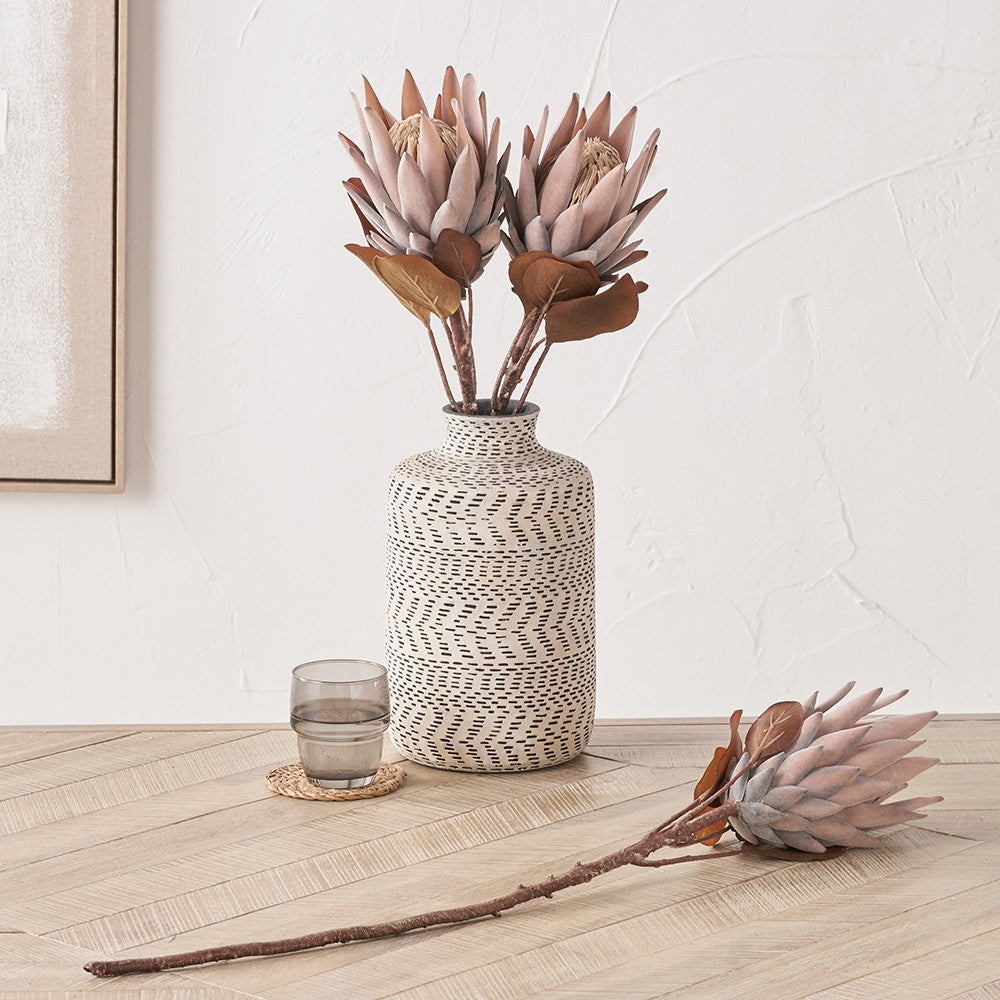 Mulberry Brown Protea Stems – Pack of 6 Artificial Flowers for Home Décor