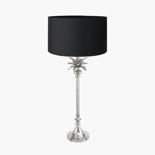 Trafalgar Nickel Palm Tree Table Lamp with Black Shade | Luxury Coastal Lighting