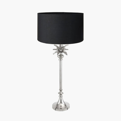 Trafalgar Nickel Palm Tree Table Lamp with Black Shade | Luxury Coastal Lighting