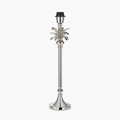 Trafalgar Nickel Palm Tree Table Lamp with Black Shade | Luxury Coastal Lighting