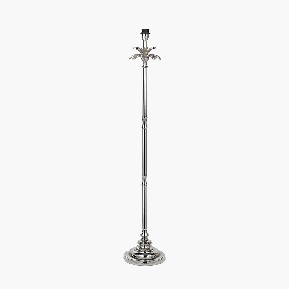 Trafalgar Nickel Metal Palm Tree Floor Lamp Base with Harry 45cm Ivory Cotton Mix Cylinder Lampshade