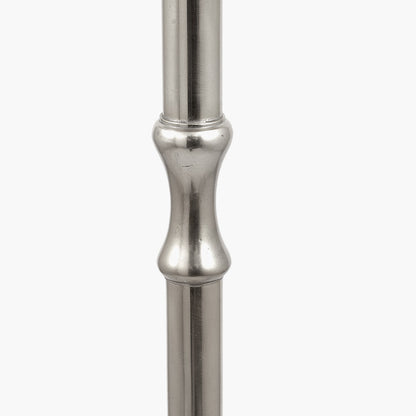 Trafalgar Nickel Metal Palm Tree Floor Lamp with Grey Handloom Cylinder Shade