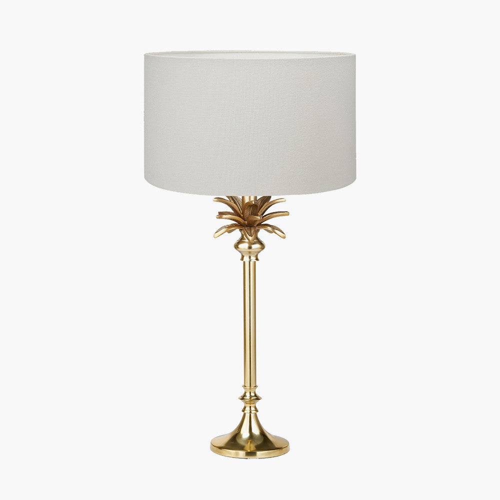 Trafalgar Gold Palm Tree Table Lamp with White Handloom Shade | Luxury Lighting