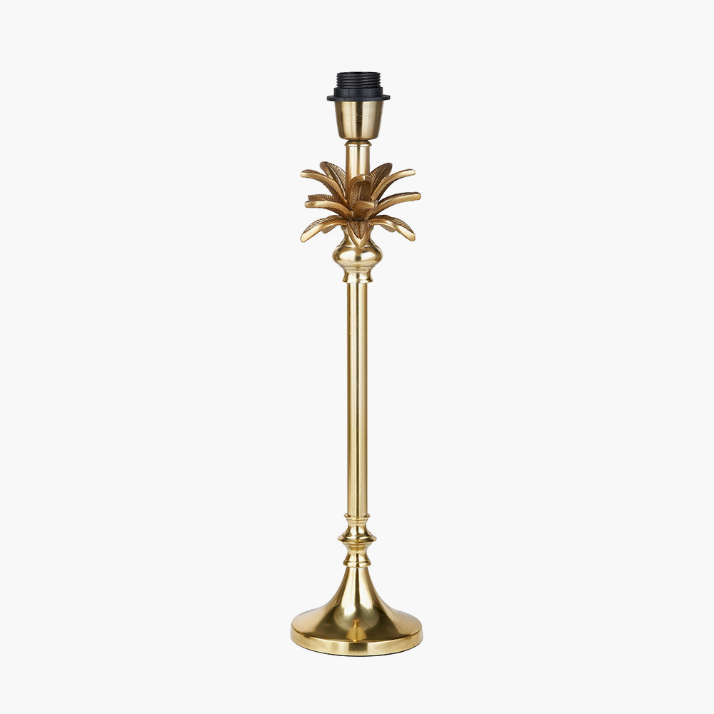 Trafalgar Gold Palm Tree Table Lamp with White Handloom Shade | Luxury Lighting