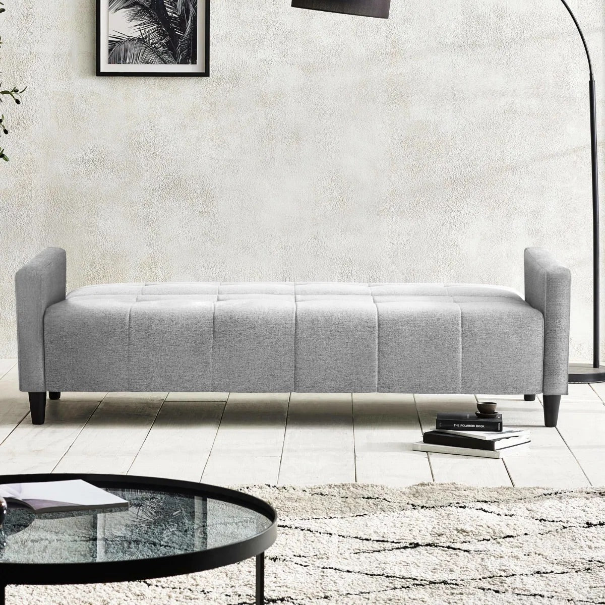 The Alfie 3 Seater Grey Linen Sofa Bed with storage offers both versatility and comfort. Ideal if you need a stylish seating option or an instant sleep solution for guests. Shop online today at www.nobleandnook.co.uk