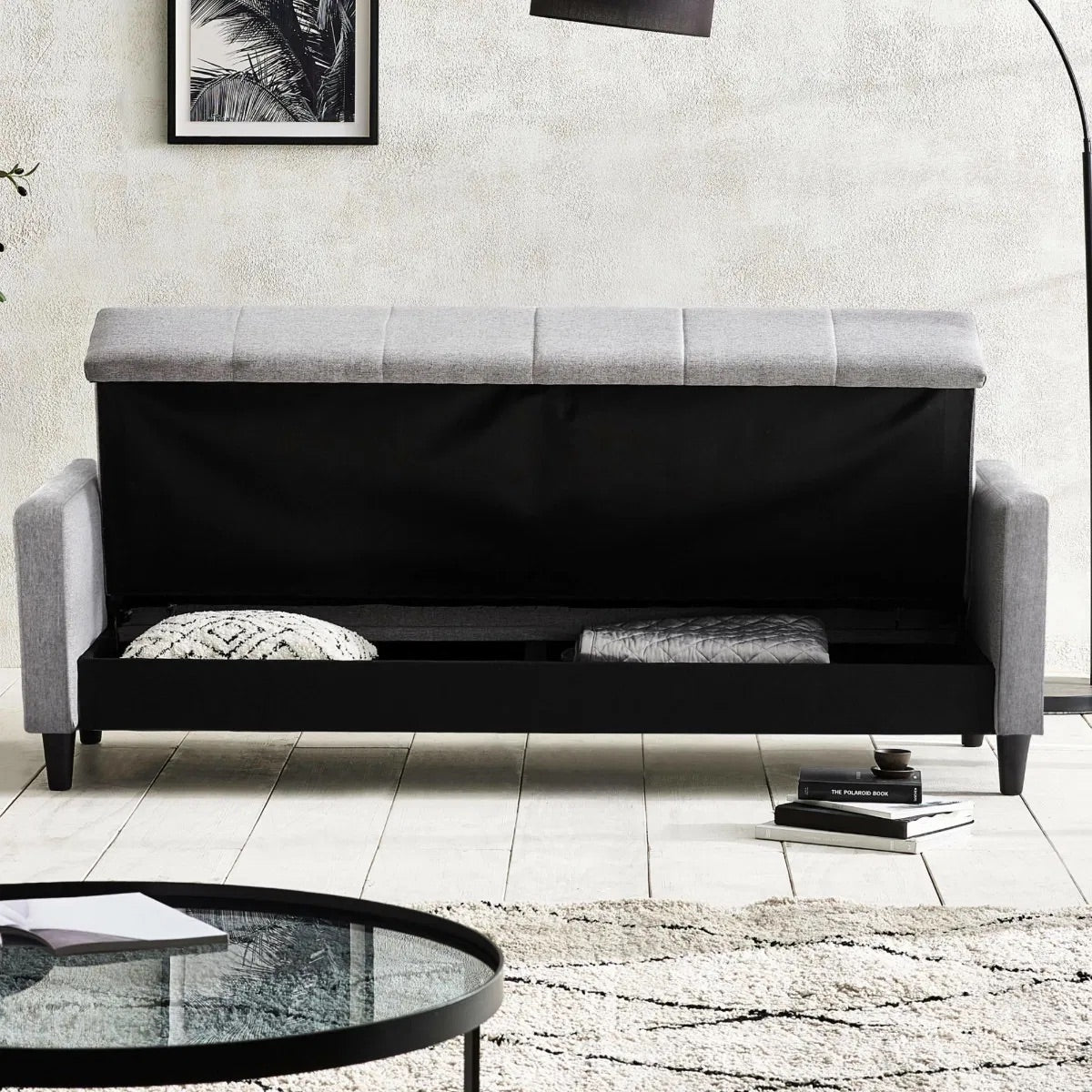 The Alfie 3 Seater Grey Linen Sofa Bed with storage offers both versatility and comfort. Ideal if you need a stylish seating option or an instant sleep solution for guests. Shop online today at www.nobleandnook.co.uk