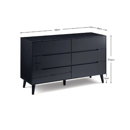 Alicia Anthracite 6 Drawer Wide Chest