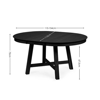 Annika 4-6 Seater Round Extending Dining Table | Black