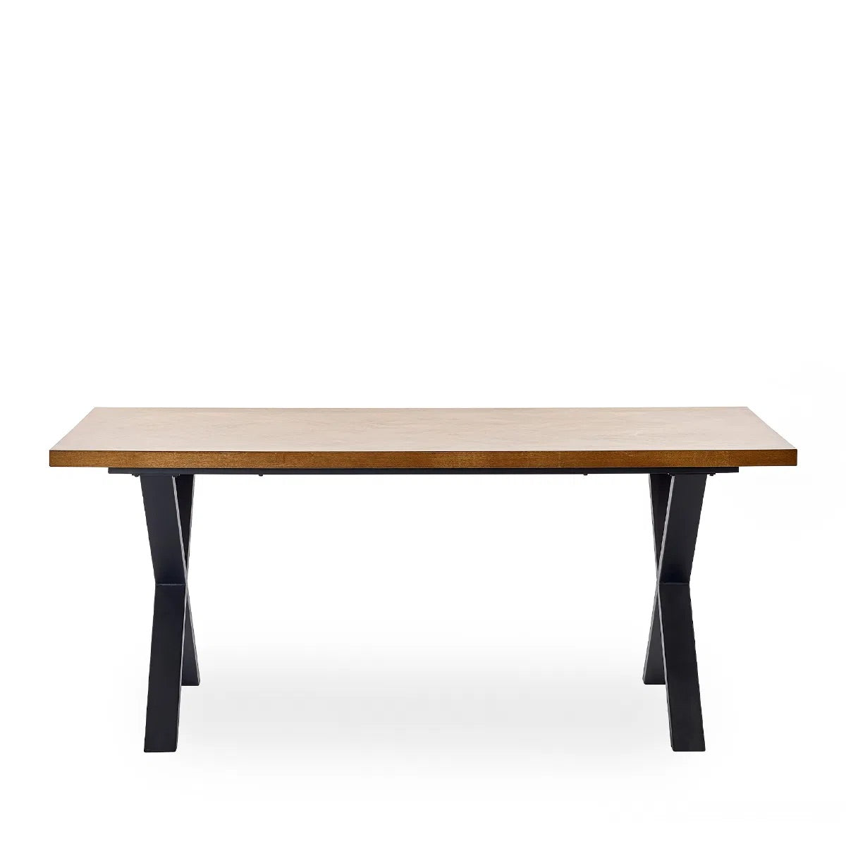Shop the Aron Dining Table with eye-catching herringbone wood top with striking black metal base ensures lasting stability. Perfect for hosting dinners or enjoying everyday meals in style. Shop online at www.nobleandnook.co.uk