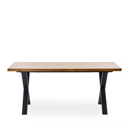 Shop the Aron Dining Table with eye-catching herringbone wood top with striking black metal base ensures lasting stability. Perfect for hosting dinners or enjoying everyday meals in style. Shop online at www.nobleandnook.co.uk