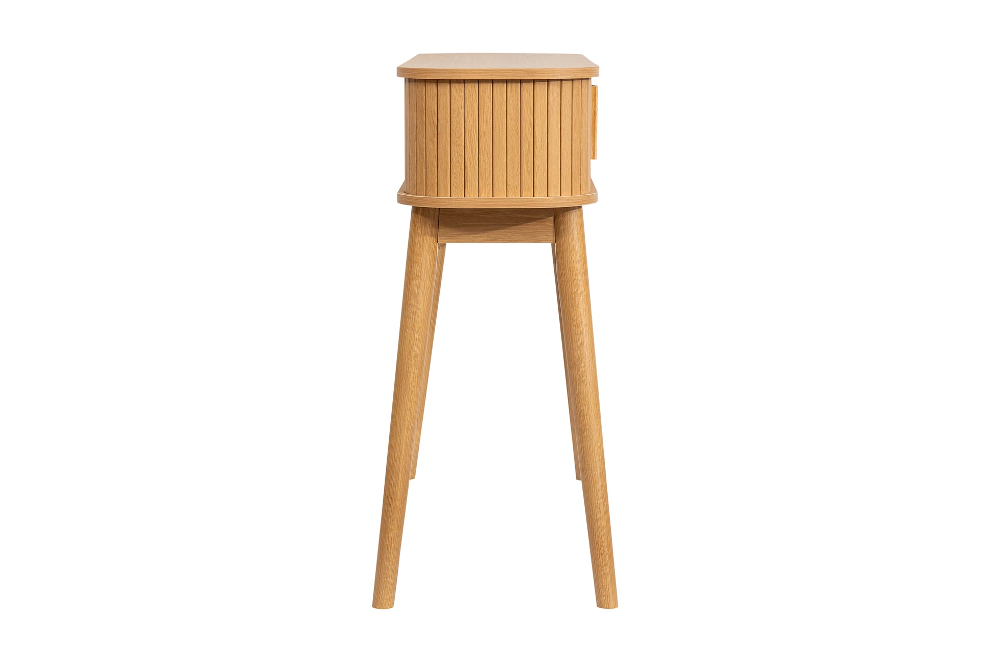 Elevate your interior with the Axel Console Table in an Oak Finish. This stylish table features exquisite fluted detailing, adds depth and sophistication to any living space. Shop online today at www.nobleandnook.co.uk
