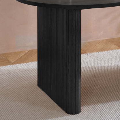 Crafted from premium MDF and available in two stylish finishes, oak or black, this oval table features beautiful fluted detailing that creates a modern, refined look. Shop online today at www.nobleandnook.co.uk