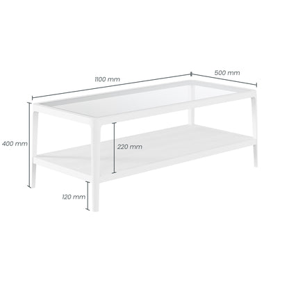 Shop the Abberley Coffee Table in White stained solid oak and oak veneer with glass top. FREE UK Mainland Delivery. Shop online now at www.nobleandnook.co.uk
