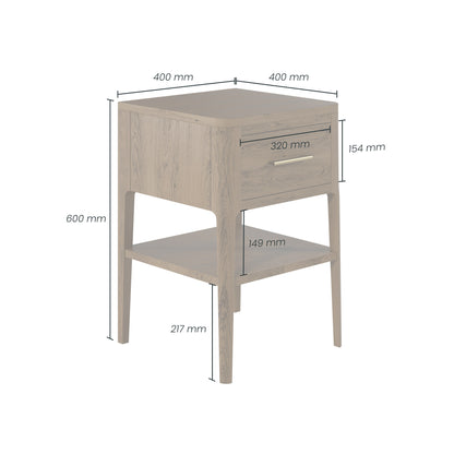 Shop the Abberley Bedside Table in Brown solid oak with curved front and brass style bar handle by D.I. Designs. FREE UK Mainland Delivery. Shop online today at www.nobleandnook.co.uk