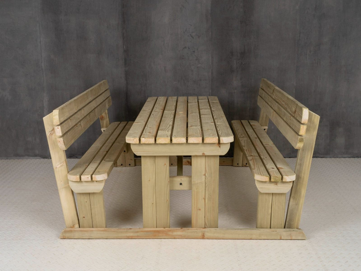 Rounded Alders Picnic Table Benches Set With Backrest