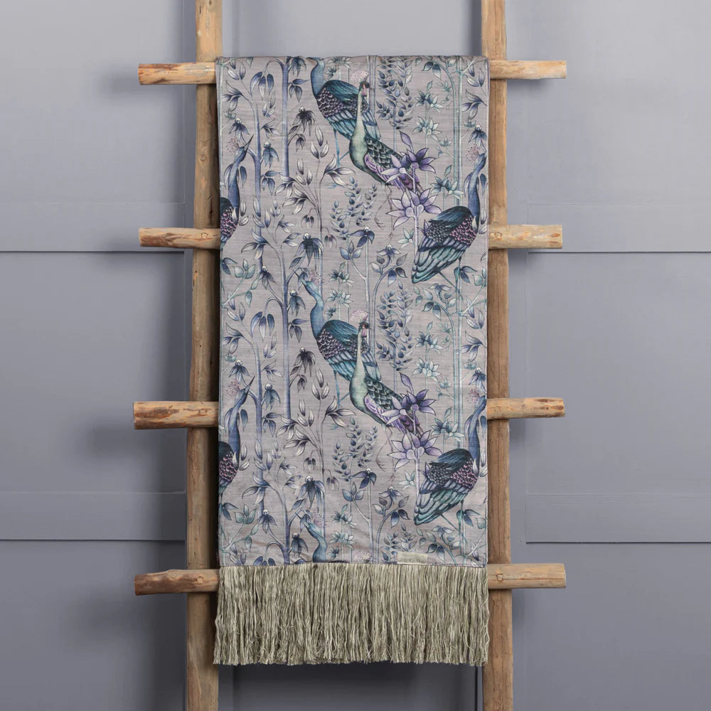 Bennu Printed Throw Willow – Artful Design and British Craftsmanship