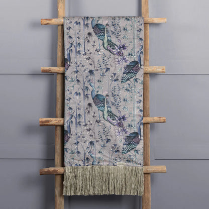 Bennu Printed Throw Willow – Artful Design and British Craftsmanship