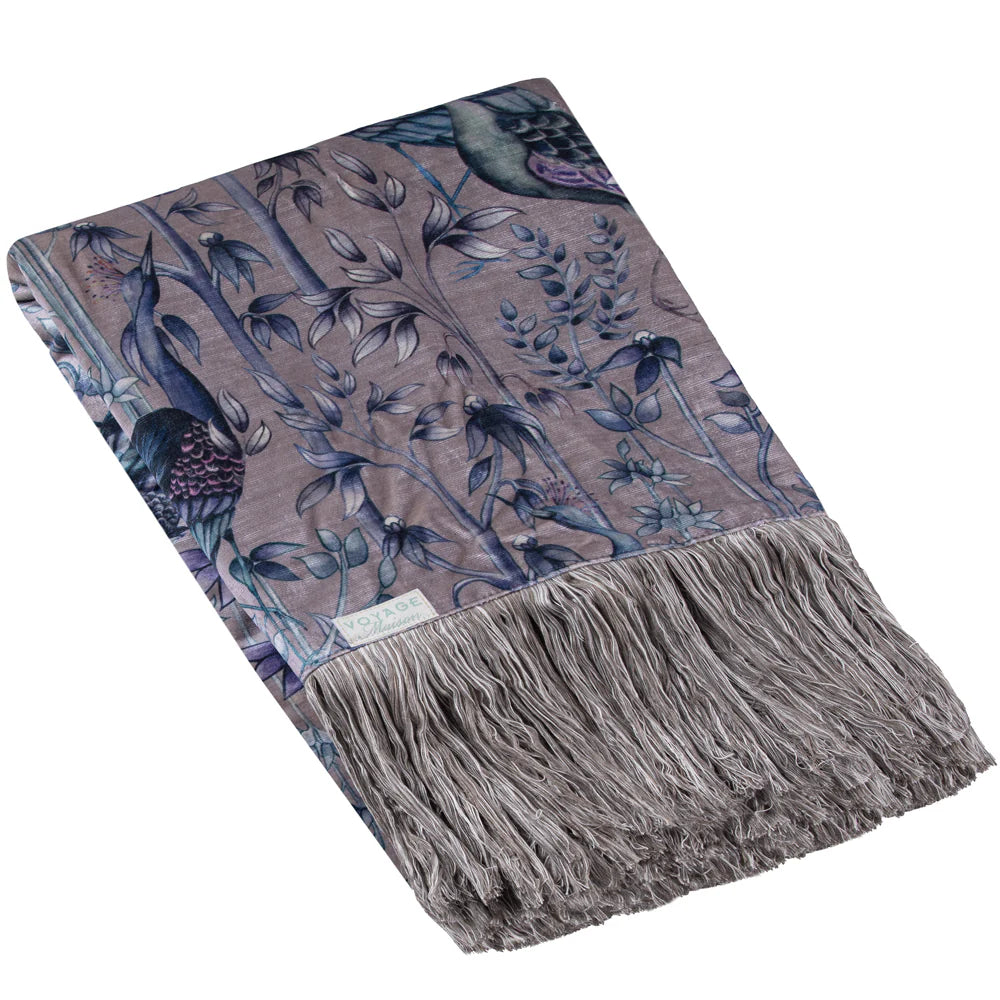 Bennu Printed Throw Willow – Artful Design and British Craftsmanship