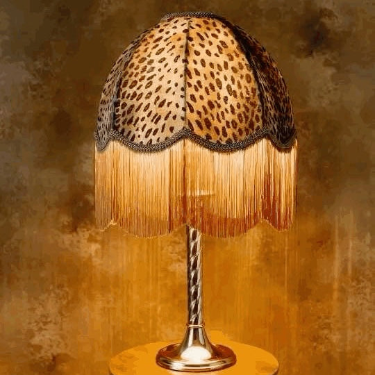 The Mary Fringed Lampshade | Brown Animal Print Velvet