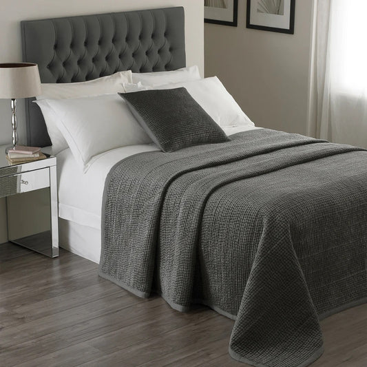 Brooklands Bedspread Graphite – Sophisticated Texture and Contemporary Elegance