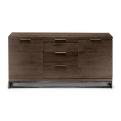 Wooden dresser with multiple drawers on a white background
