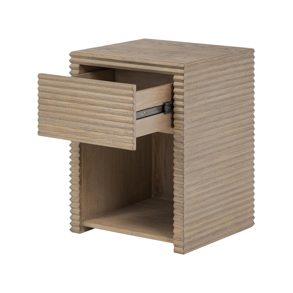 Wickham Bedside Table | One Drawer | Ribbed Oak