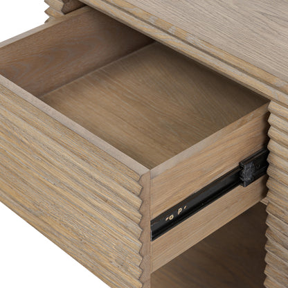 Wickham Bedside Table | One Drawer | Ribbed Oak