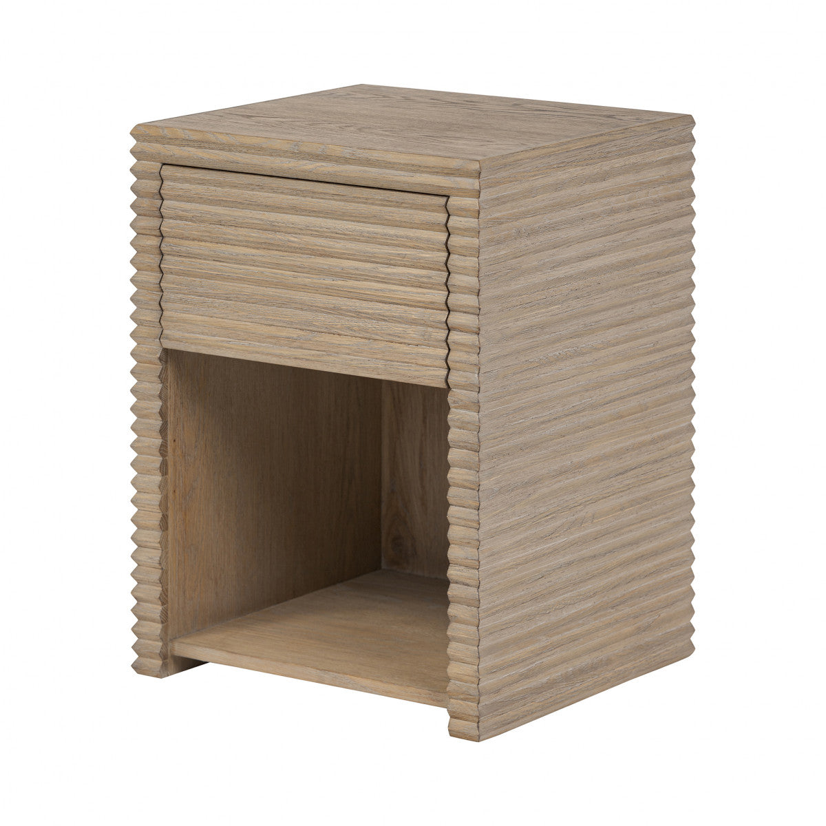 Wickham Bedside Table | One Drawer | Ribbed Oak