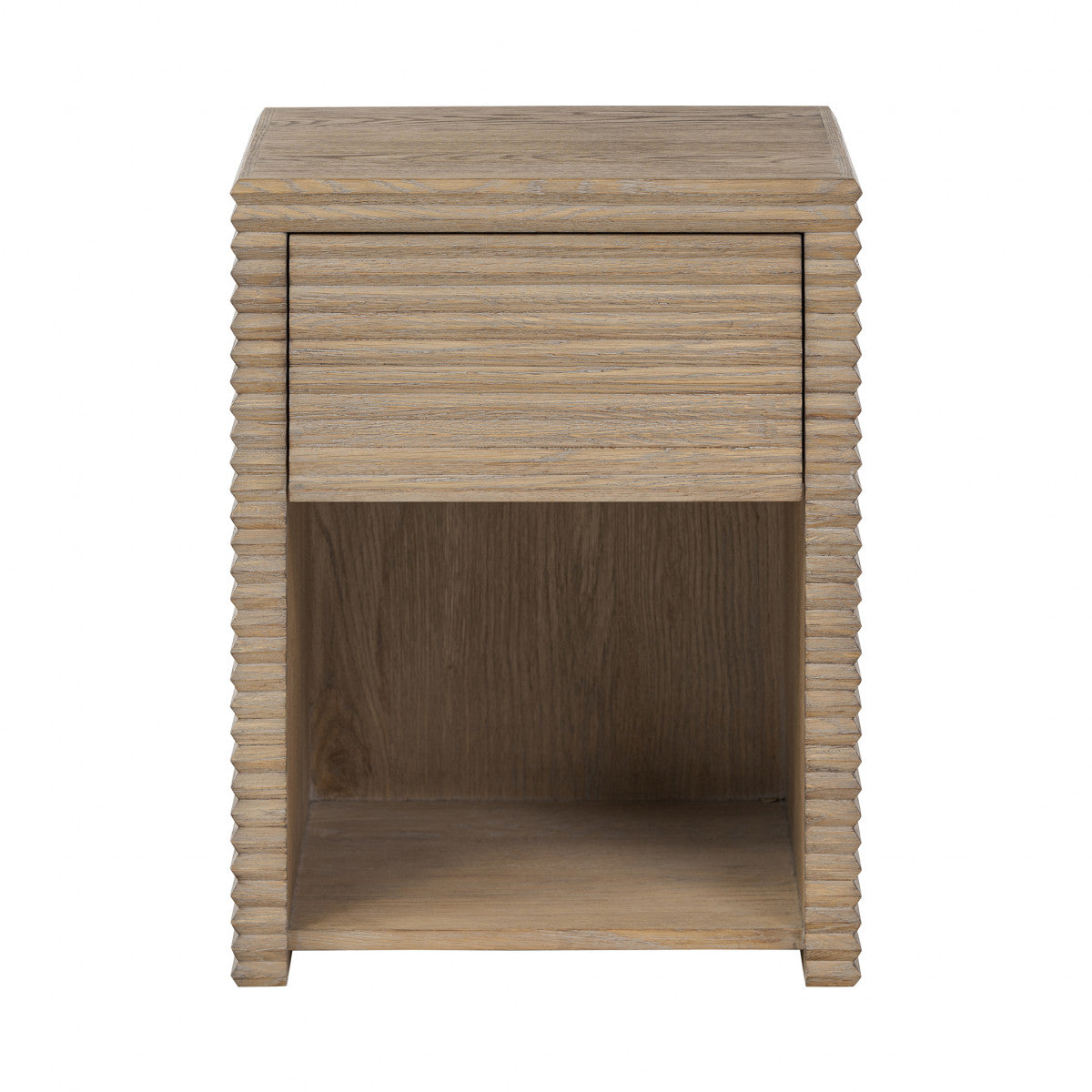 Wickham Bedside Table | One Drawer | Ribbed Oak