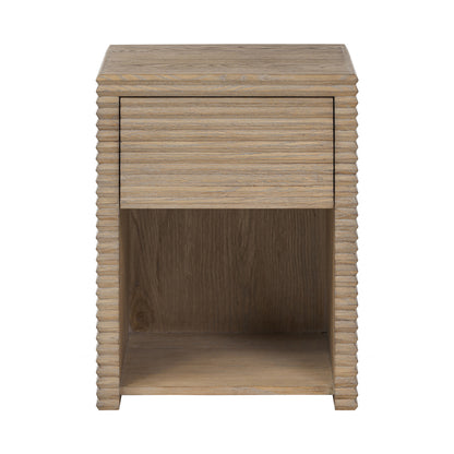 Wickham Bedside Table | One Drawer | Ribbed Oak
