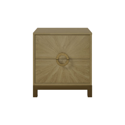 Shop the Easton Two Drawer Bedside Table in Oak with sunburst sandblasted effect by D.I. Designs. FREE UK Mainland Delivery. Shop online today at www.nobleandnook.co.uk