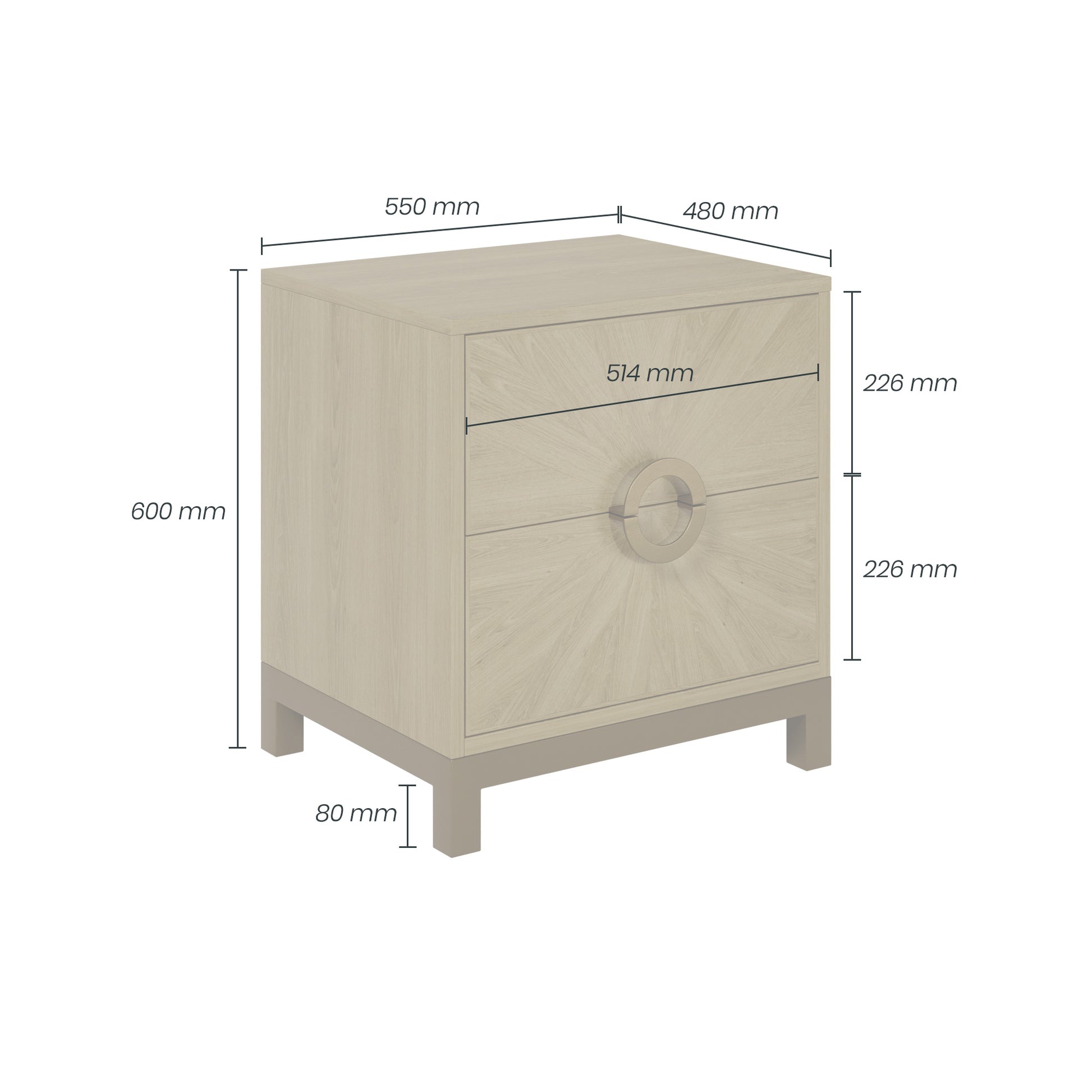 Shop the Easton Two Drawer Bedside Table in Oak with sunburst sandblasted effect by D.I. Designs. FREE UK Mainland Delivery. Shop online today at www.nobleandnook.co.uk