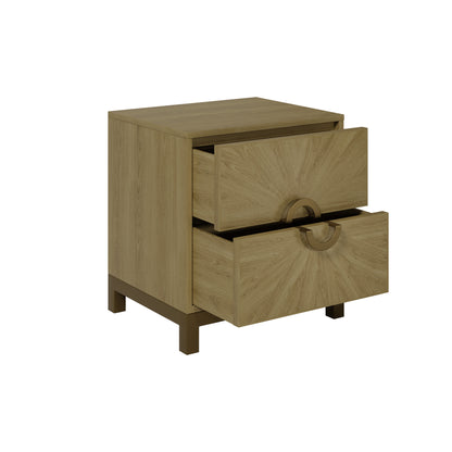 Shop the Easton Two Drawer Bedside Table in Oak with sunburst sandblasted effect by D.I. Designs. FREE UK Mainland Delivery. Shop online today at www.nobleandnook.co.uk
