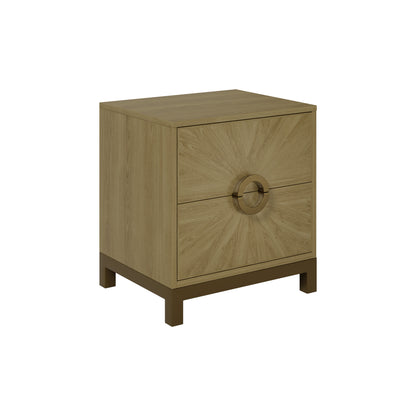 Shop the Easton Two Drawer Bedside Table in Oak with sunburst sandblasted effect by D.I. Designs. FREE UK Mainland Delivery. Shop online today at www.nobleandnook.co.uk