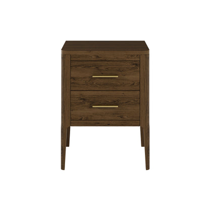 Shop the Abberley Bedside Table 2-drawer in Brown oak, a beside table that blends modern design with practicality. Perfect for any bedroom décor. FREE Mainland Delivery. Shop now at www.nobleandnook.co.uk