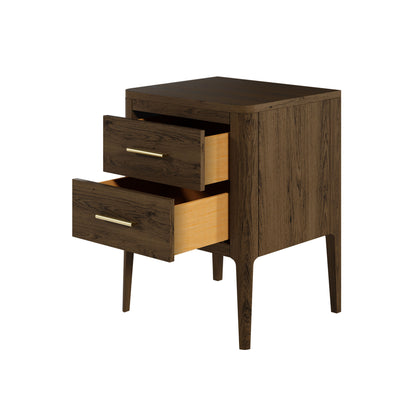Shop the Abberley Bedside Table 2-drawer in Brown oak, a beside table that blends modern design with practicality. Perfect for any bedroom décor. FREE Mainland Delivery. Shop now at www.nobleandnook.co.uk