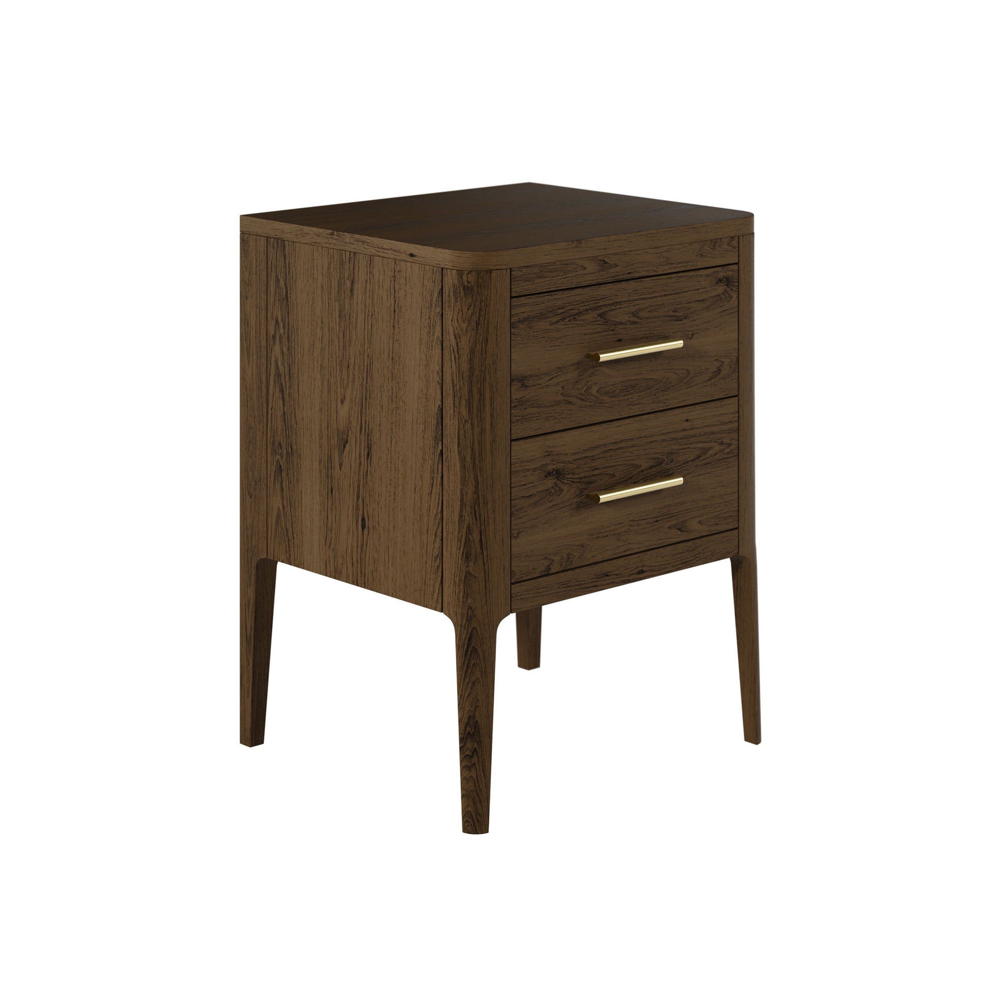 Shop the Abberley Bedside Table 2-drawer in Brown oak, a beside table that blends modern design with practicality. Perfect for any bedroom décor. FREE Mainland Delivery. Shop now at www.nobleandnook.co.uk