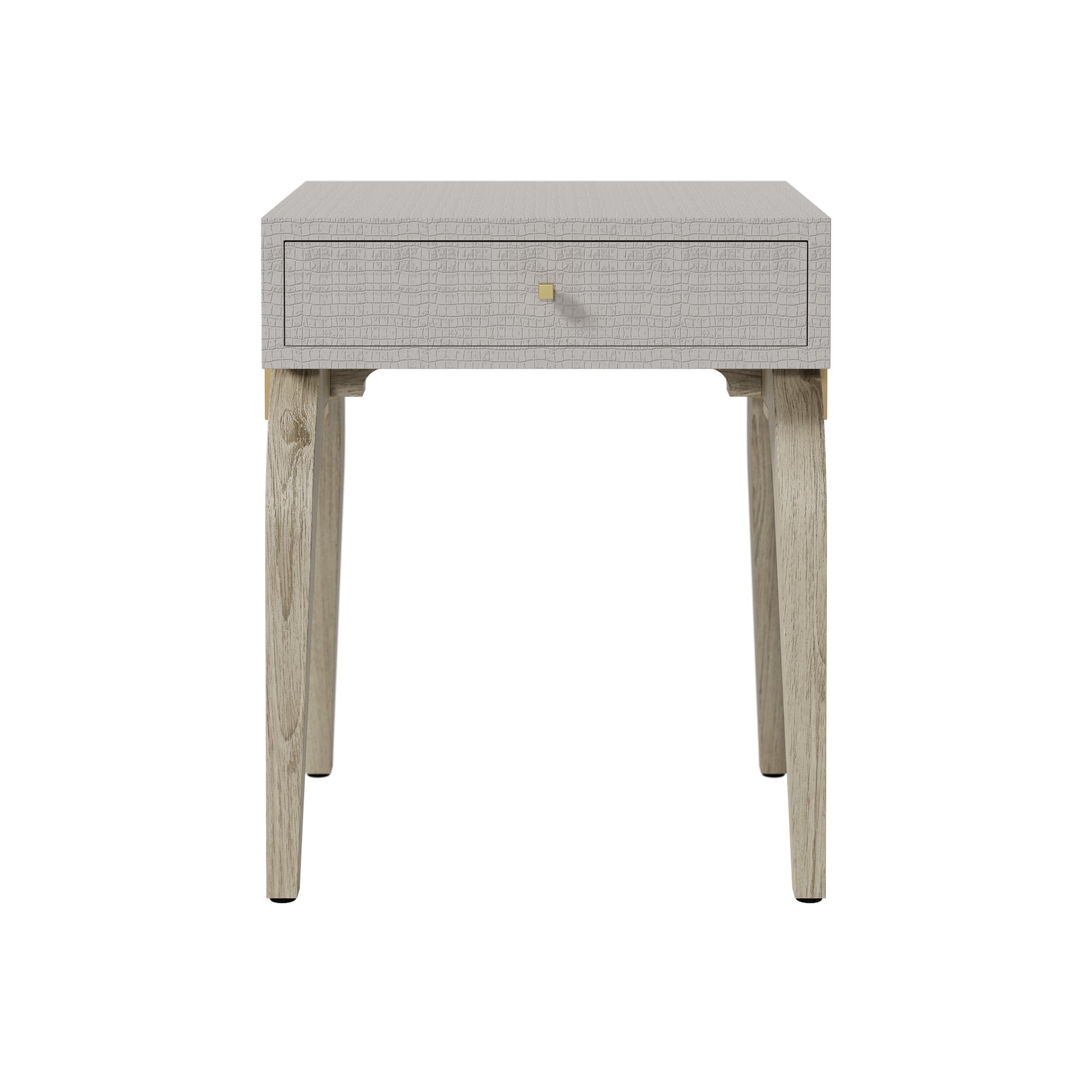 Shop the Laverstoke Bedside Table in rustic crocodile-style concrete finish and natural curved oak legs exude exclusivity. Shop online now at www.nobleandnook.co.uk