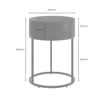 Shop the Hampton Round Wooden Bedside Table in Black Oak with black metal legs by D.I. Designs. FREE UK Mainland Delivery. Shop online today at www.nobleandnook.co.uk