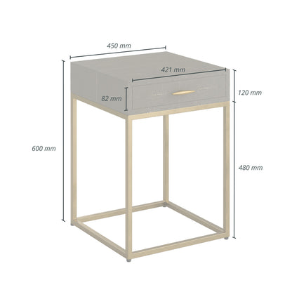 Shop the Hampton Bedside Table one drawer in Grey Shagreen by D.I. Designs. FREE UK Mainland Delivery. Shop online today at www.nobleandnook.co.uk