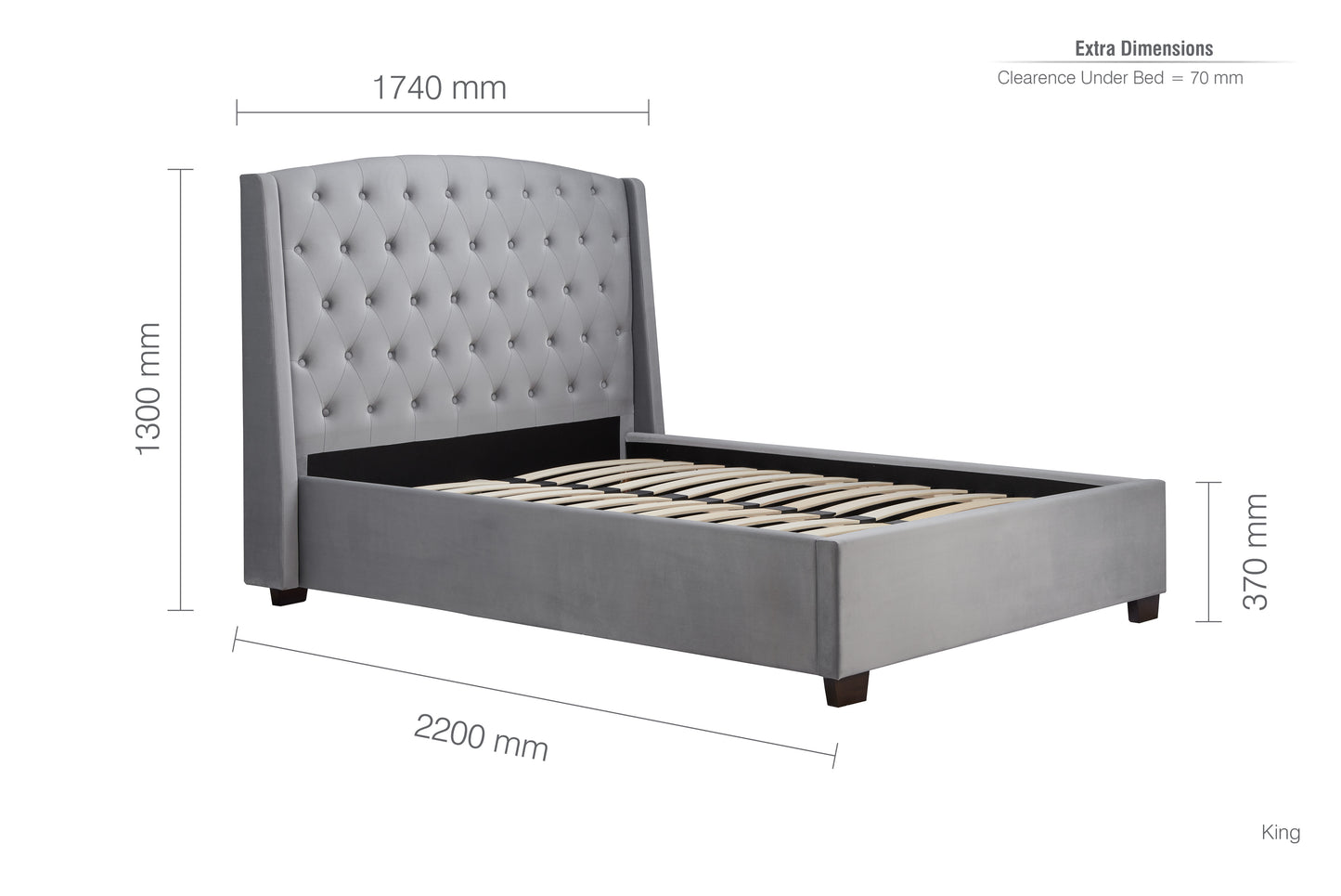 The Balmoral bed frame, a perfect blend of luxury and contemporary elegance. Upholstered in sumptuous grey velvet with striking wingback headboard. Shop online today at www.nobleandnook.co.uk