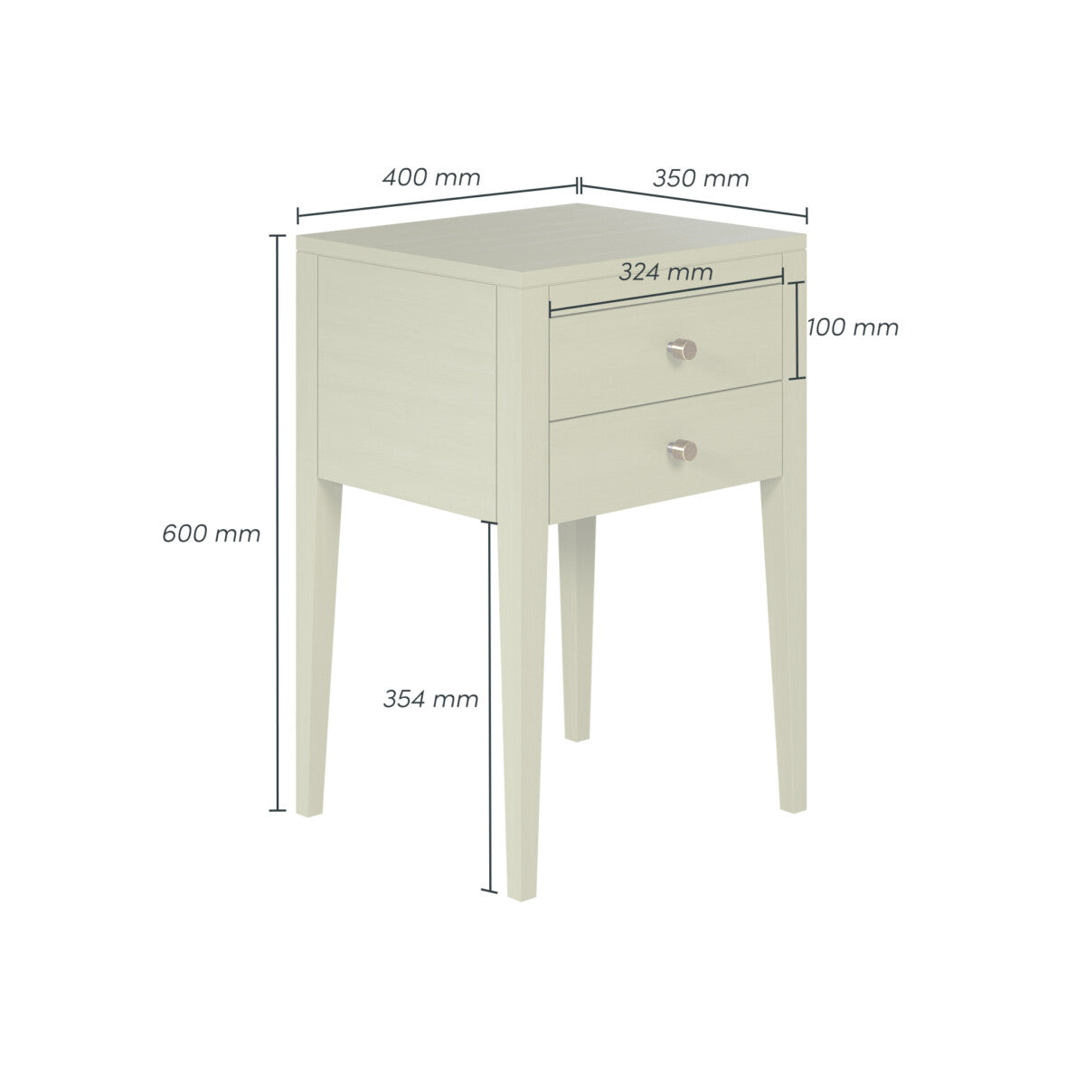 Radford Lichen Two Drawer Bedside Table | Oak Bedside Table
