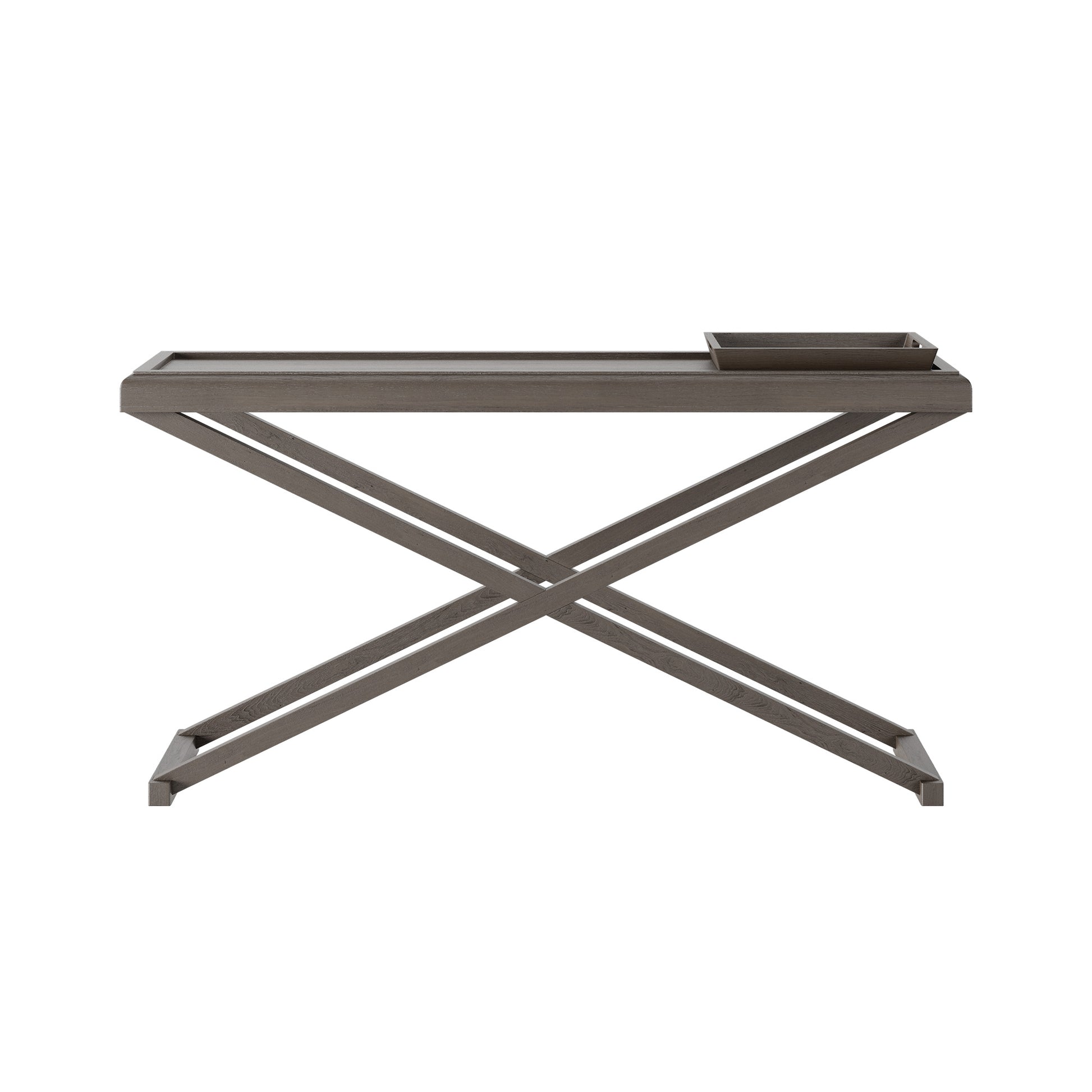 Shop the Bentley Console Table, crafted from grey aged oak and oak veneer with removable tray. Perfect for hallways, living rooms, or dining spaces. Shop online now at www.nobleandnook.co.uk