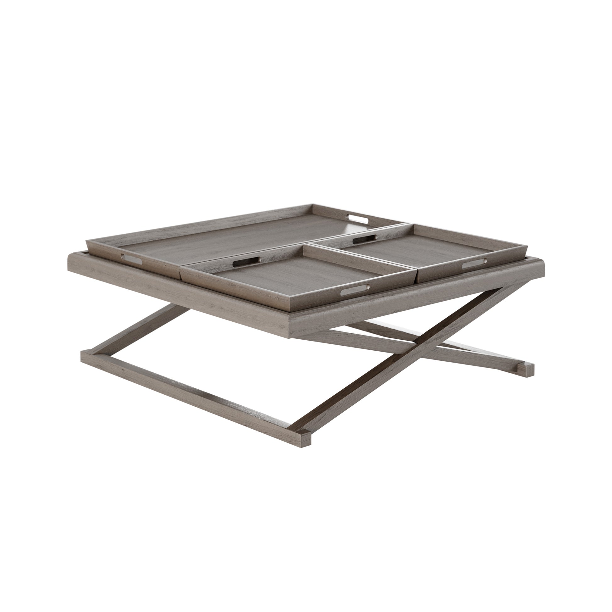 Shop the Bentley Coffee Table in grey aged oak with three removable trays. FREE UK Mainland Delivery. Shop online today at www.nobleandnook.co.uk
