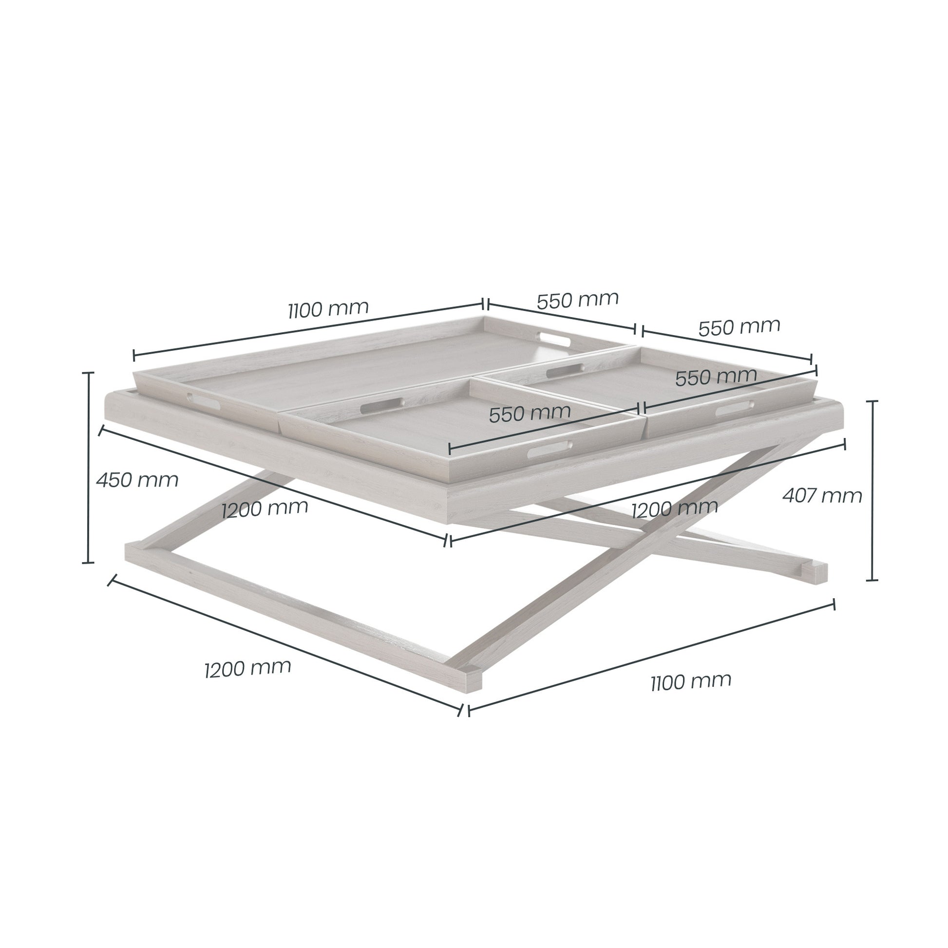 Shop the Bentley Coffee Table in grey aged oak with three removable trays. FREE UK Mainland Delivery. Shop online today at www.nobleandnook.co.uk