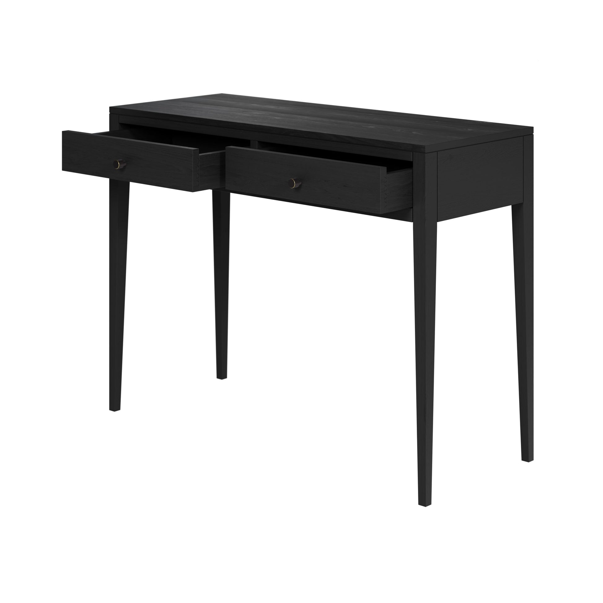 Shop the timeless elegance of the Radford Console Table in Black Oak with visible grain by D.I.Designs. FREE UK Mainland Delivery. Shop online today at www.nobleandnook.co.uk