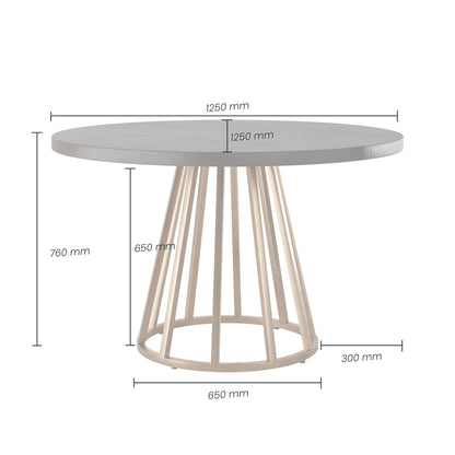 Shop the Bredon Round Dining Table with grey concrete texture top and antique brass colour base. FREE UK MAINLAND DELIVERY on orders over £100. Shop online now at www.nobleandnook.co.uk
