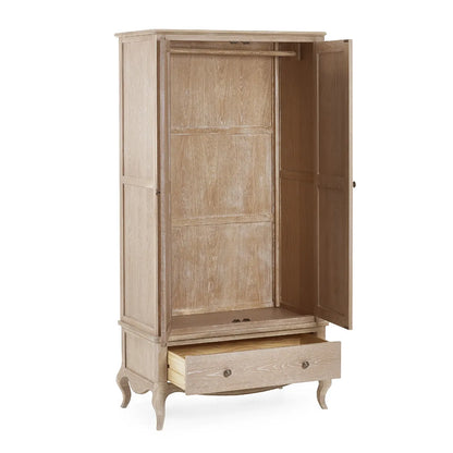 Shop the Camille Oak Limed Double Wardrobe, a timeless French-inspired design with elegant curves and intricate detailing. FREE UK MAINLAND DELIVERY. Shop online now at www.nobleandnook.co.uk